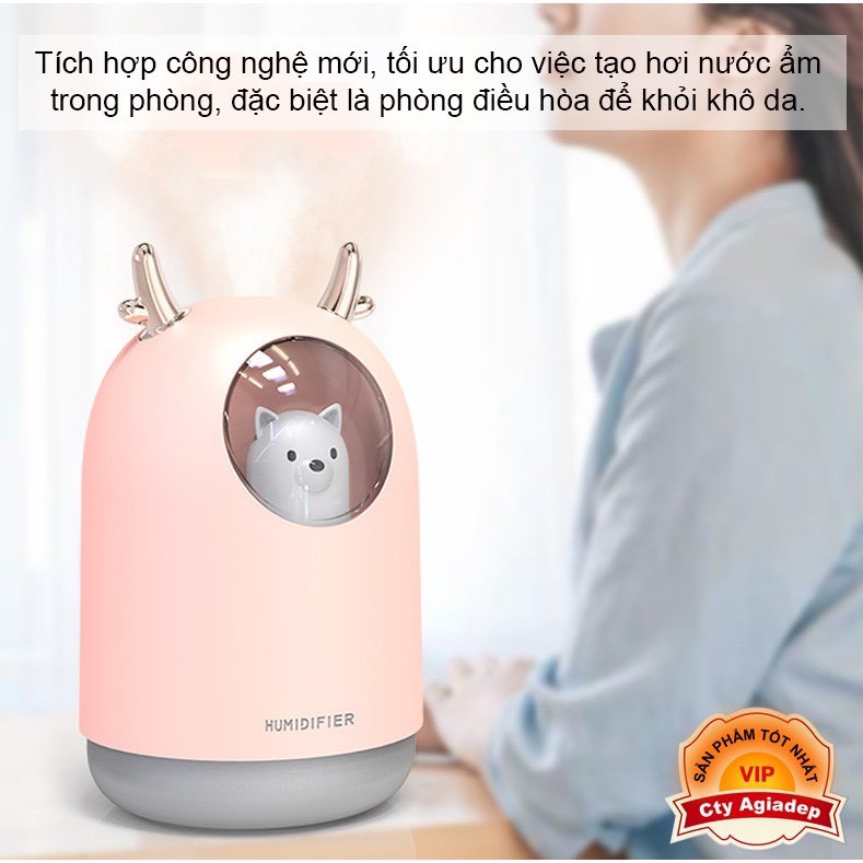 [FREESHIP] Máy Xông Tinh Dầu Mini Hình Gấu HUMIDIFIER Dễ Thương, Tự Động Ngắt Khi Hết Nước.