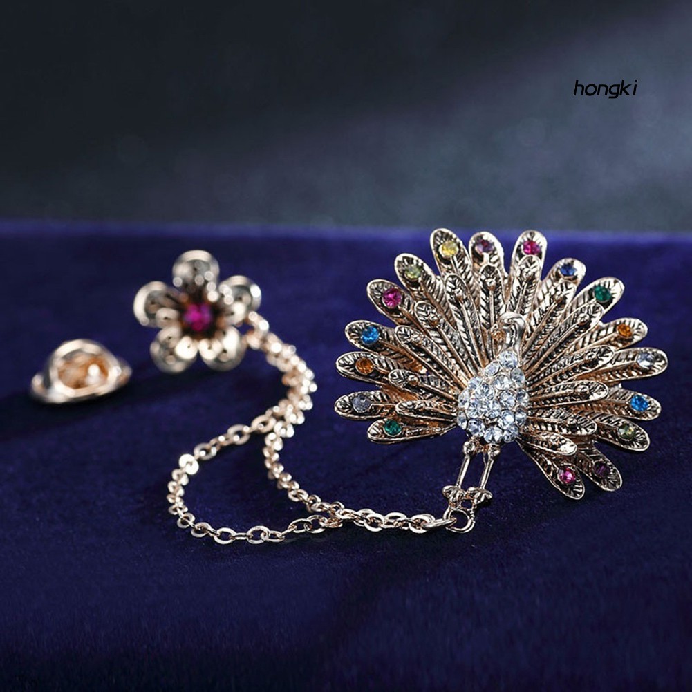 Ghim Cài Áo Hình Chim Công Đính Đá Nhân Tạo Thời Trang Cho Nữ