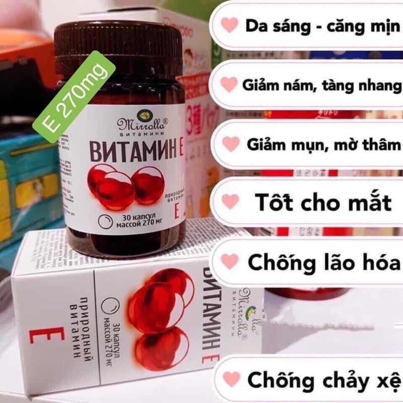 Vitamin E đỏ của Nga 270 400mg Mirrolla