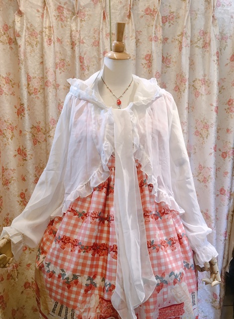 Khoác hoodie ren bèo lolita tay phồng