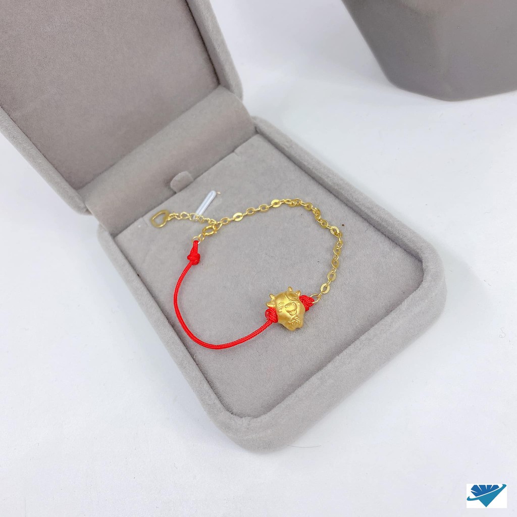 LẮC TAY TRÂU BẠC XI VÀNG CHỈ ĐỎ MAY MẮN