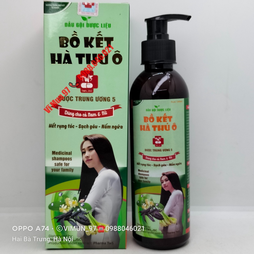 Dầu gội dược liệu BỒ KẾT HÀ THỦ Ô dược trung ương 5 chai 200ml
