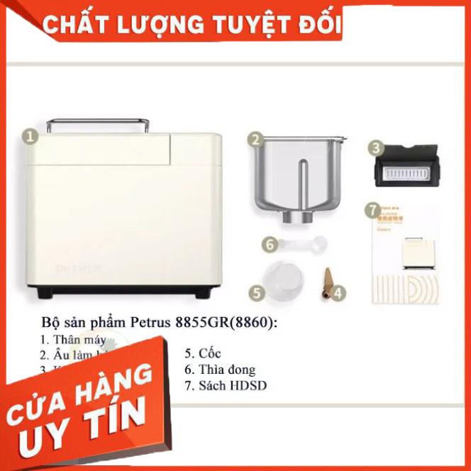 [Có sẵn] Máy làm bánh mì tự động, máy làm bánh tại nhà Petrus 8855GR/8860 - Có rắc hạt tự động KÈM QUÀ TẶNG