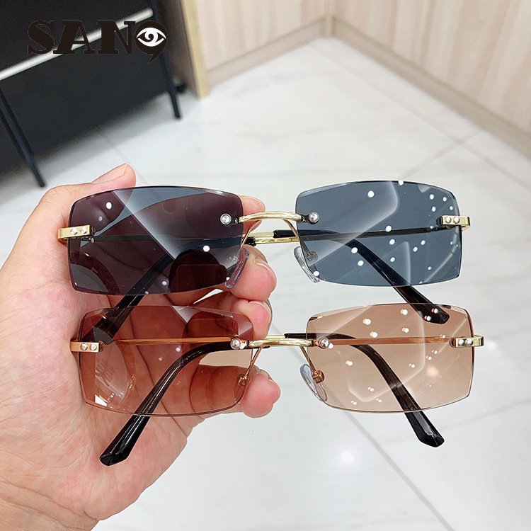 Kính Mát Gọng Kim Loại Không Viền Phong Cách Hàn Quốc Cho Nữ