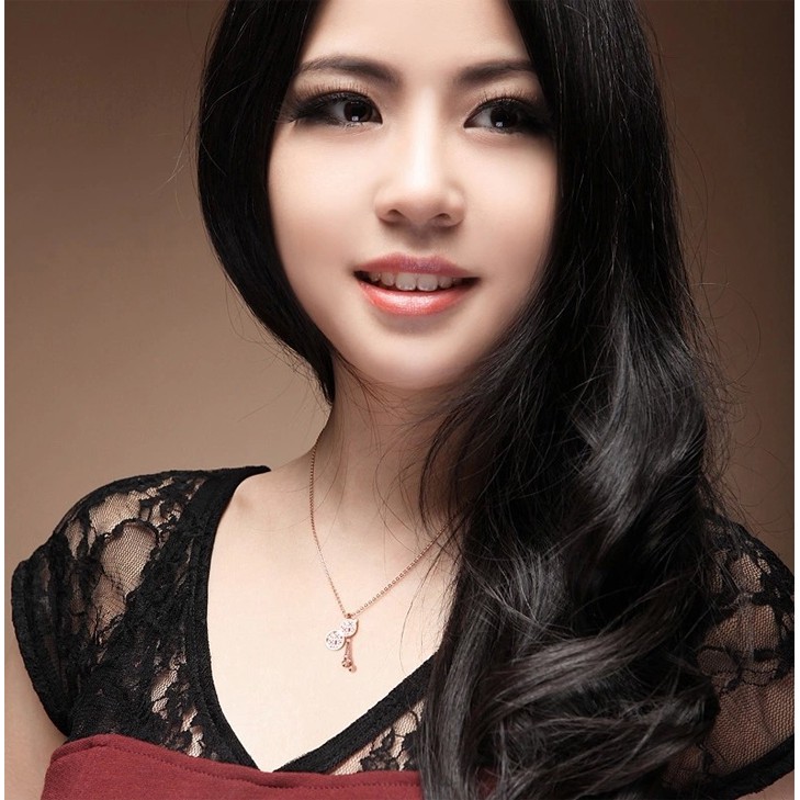 DÂY CHUYỀN TITAN CAO CẤP HỒ LÔ MÀU HỒNG TN022 siêu đẹp, bền màu, chuẩn thời trang