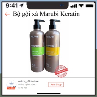 Cặp Dầu Gội Xả Marubi keratin collagen siêu mượt 750ml Phục Hồi Tóc Hư Tổn | Hàng Chính Hãng CT69