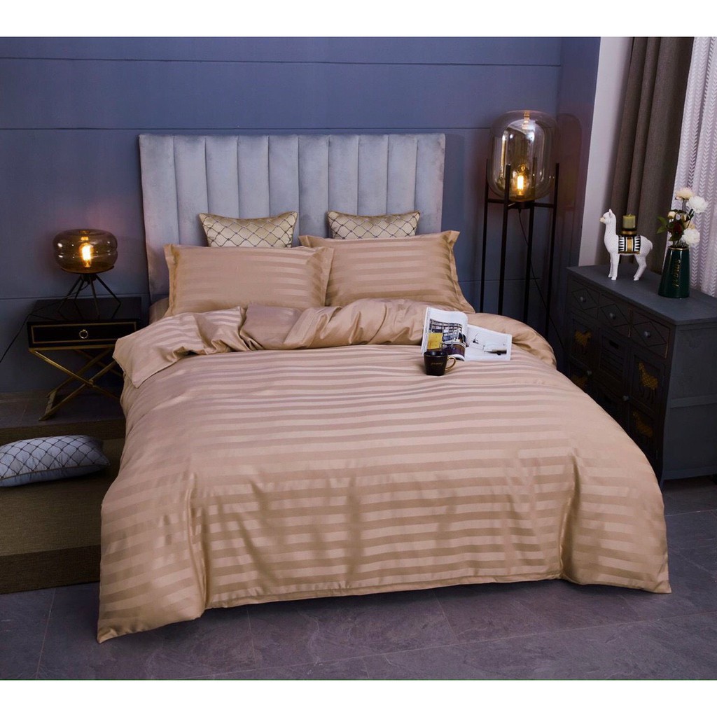 Bộ chăn ga gối kẻ sọc cotton 3F cho khách sạn, resort, nhà nghỉ - GIÁ TỐT - Đủ Size