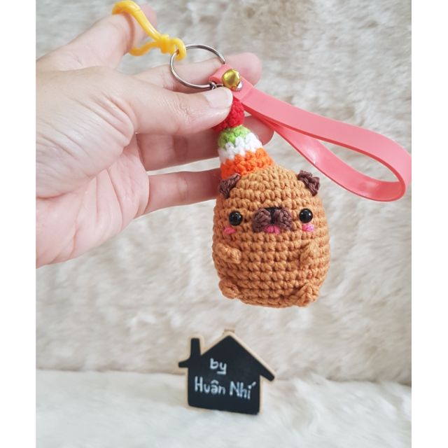 Móc khóa thú len handmade - chó Pull