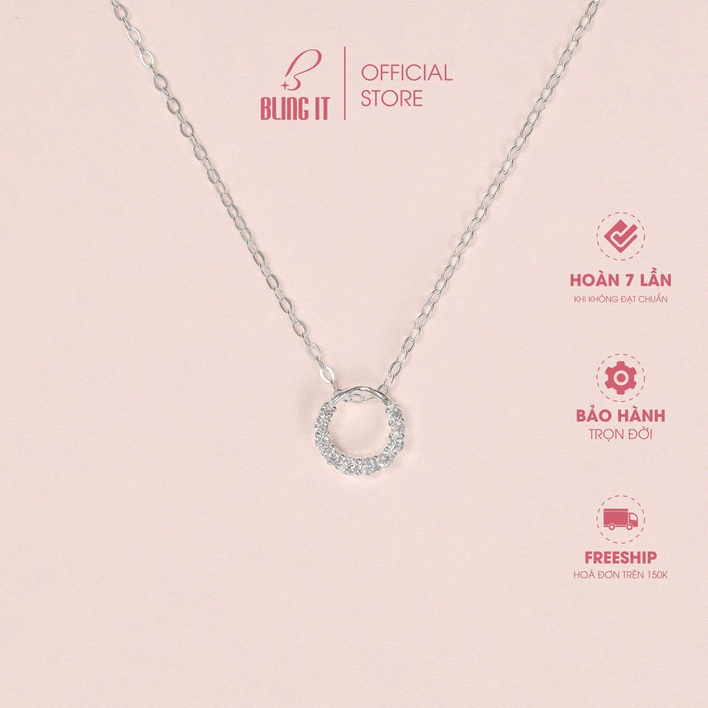 Dây Chuyền Bạc 925 Nữ BLING IT Mặt Tròn Đính Đá Lấp Lánh Sang Trọng - BIVC231
