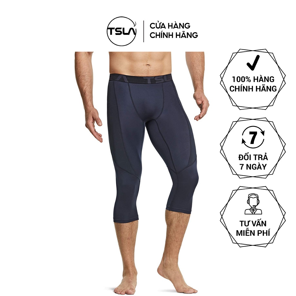 Quần legging Pro Combat thể thao nam bó cơ TSLA dạng lửng co giãn 4 chiều