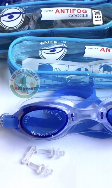 Kính bơi ANTIFOG 1600 + Hộp đựng và 2 bịt mũi cao cấp -Mắt kính đi bơi trẻ em, người lớn