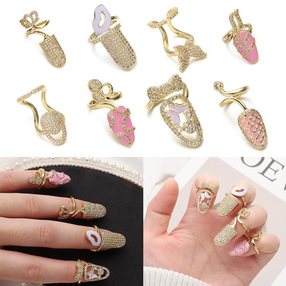 Nhẫn Thiết Kế Xinh Xắn Thời Trang|Vỏ Bọc Bảo Vệ Móng Tay Màu Sắc Đơn Giản