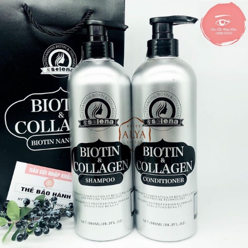 Cặp Dầu Gội Xả Biotin Collagen Selena  Giảm Rụng Tóc,Phục Hồi Tóc Khô Xơ, Hư Tổn. AI STORE