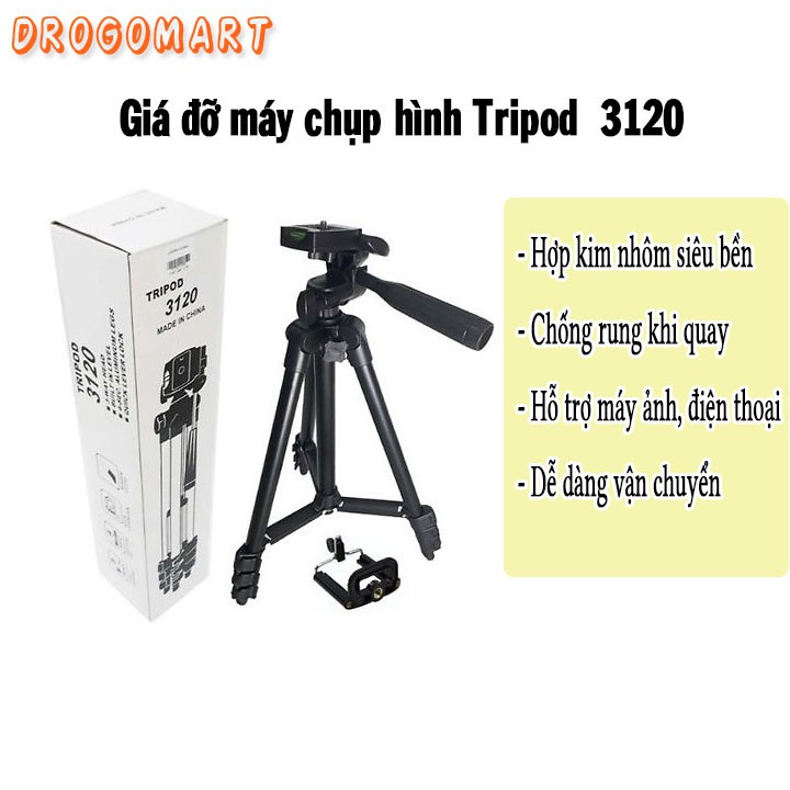 ( FREESHIP 99K ) Chân máy ảnh Tripod 3120 tặng kẹp điện thoại + điều khiển chụp ảnh từ xa Bảo Hành 6 tháng