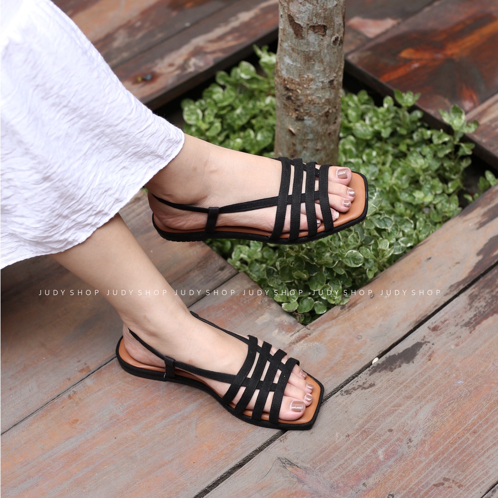 Giày Judy- Giày Sandal Moe Moe Đan Rọ Đế Bệt Quai Chun Êm Chân Hàng VNXK