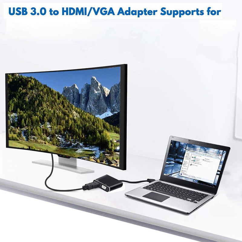 (W) Giắc Chuyển Đổi Usb 3.0 Sang Vga Hdmi Cho Windows 7 / 8 / 10 (Đen)