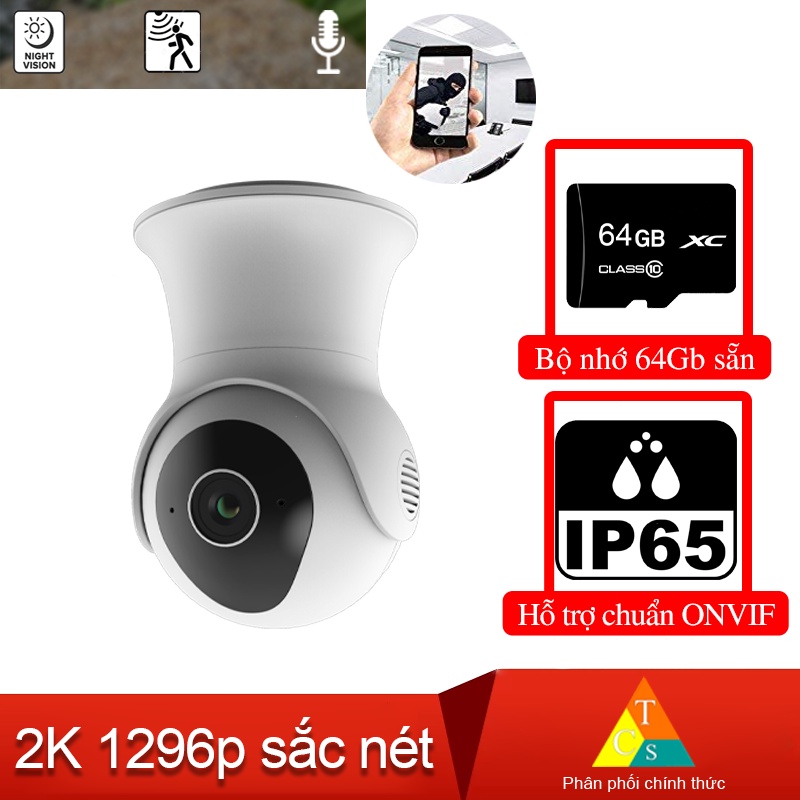 Camera IP ngoài trời QCT Outdoor 1296p gen2 Quốc Tế tích hợp bộ nhớ 64g