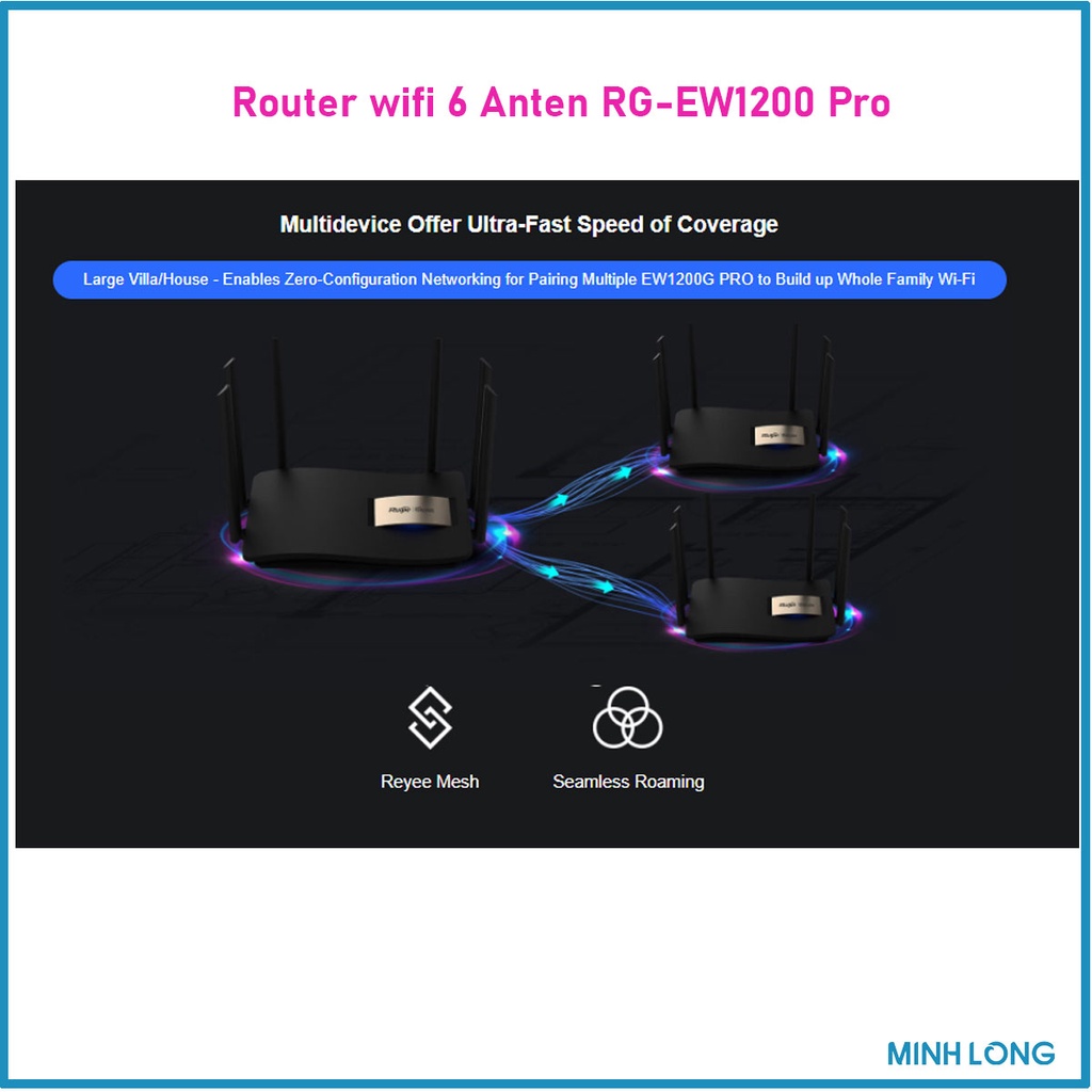 Cục phát wifi xuyên tường Rujie Reyee RG1200 Pro 6 anten wifi | BigBuy360 - bigbuy360.vn