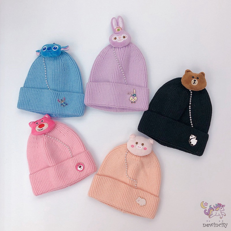 Mũ len họa tiết hoạt hình phong cách Hàn Quốc cho bé