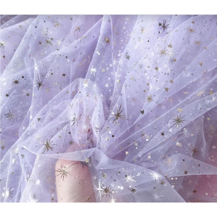 💥 Vải voan lưới sao tuyết phun💥 làm phông nền chụp sản phẩm, chụp nail, trang trí sinh nhật, rèm decor