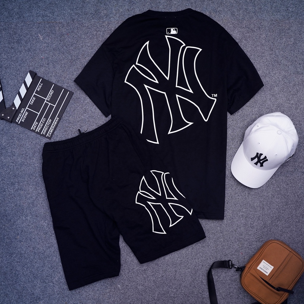 Bộ quần áo thun NY MLB, Áo thun quần Short Nam Nữ Unisex