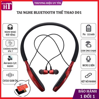 Tai nghe bluetooth thể thao D01 nghe nhạc liên tục được 48h hỗ trợ thẻ nhớ 32g âm thanh HD chống ồn cao cấp