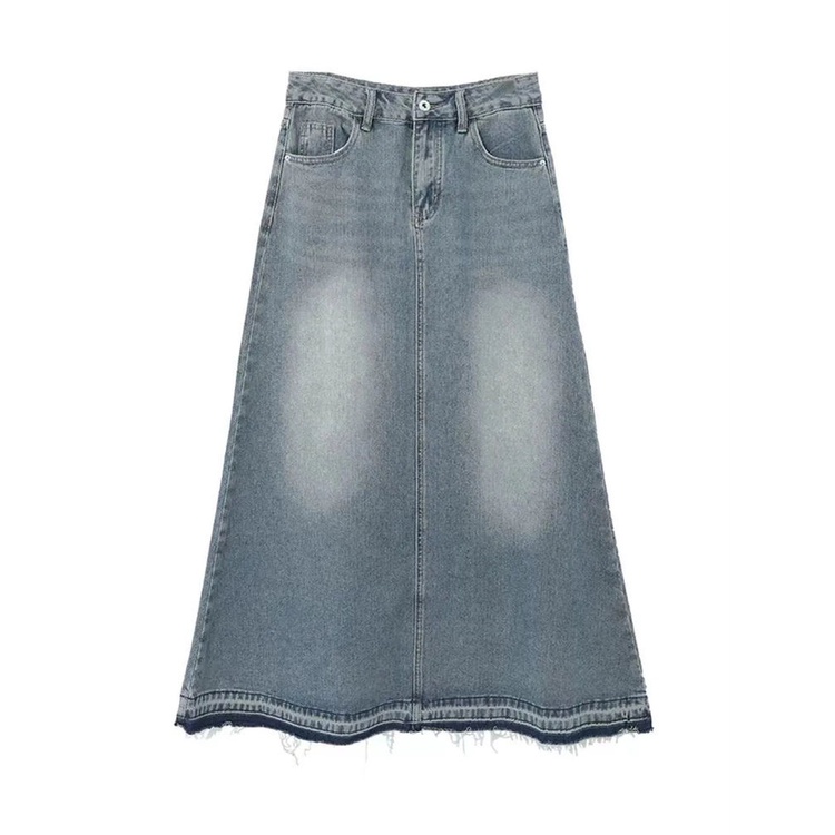 ❇☃Chân Váy Denim Chữ A Dáng Dài Rộng Dài Vừa Phải Phong Cách Retro Mỹ Cho Nữ