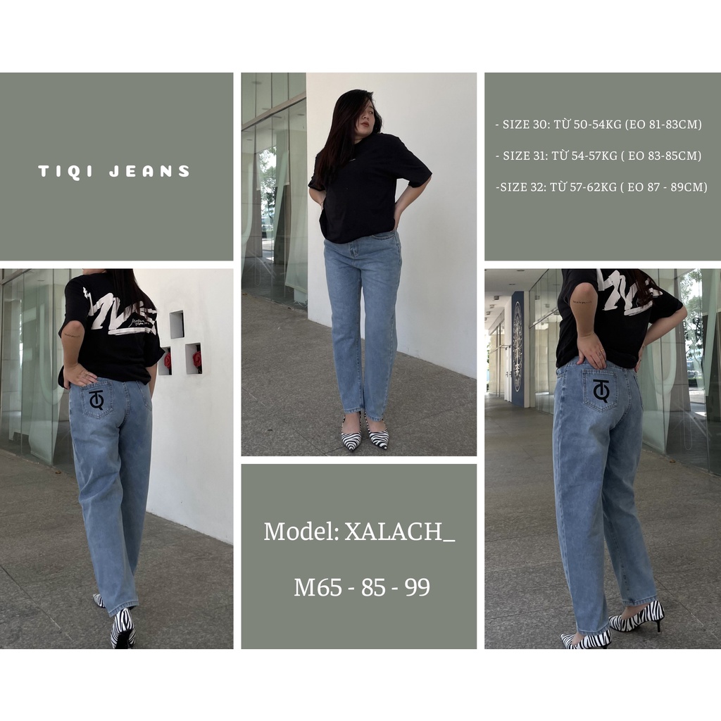 Quần baggy jean nữ big size cao cấp lưng cao TiQi Jeans B3-2111