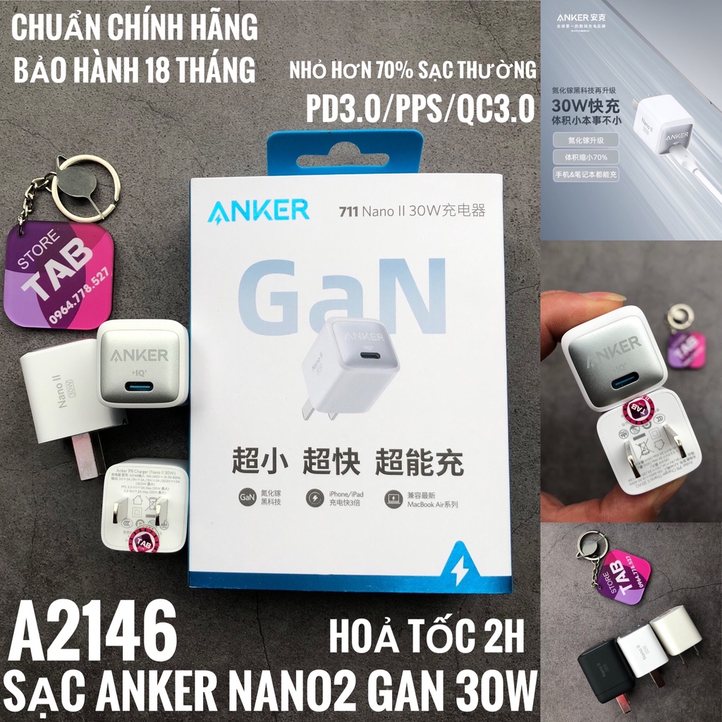 Củ Sạc Anker 711 NANO 2 30w IQ3.0 PD/PPS - A2146 (Bảo Hành 18T)