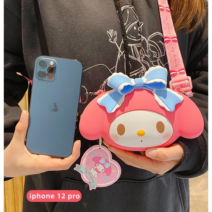 Sanrio Túi Đeo Chéo Silicon Hình Hello Kitty Đáng Yêu Thời Trang Cho Nữ
