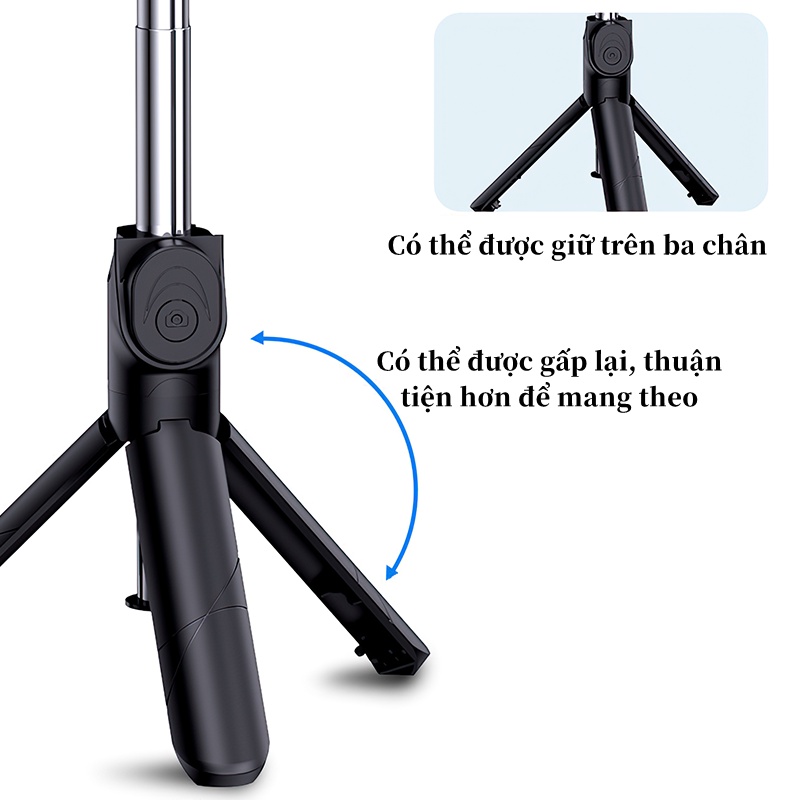 Gậy chụp ảnh Tripod selfie tự sướng Gậy chụp ảnh kết nối bluetooth Kiêm Tripod Đa Năng 3 Trong 1 cho điện thoại XT02