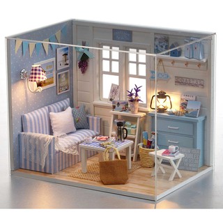 Mô Hình Nhà Búp Bê DIY - Căn Phòng Xanh H016