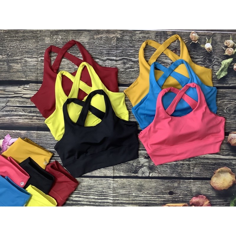 Set bra dây chéo cao cấp tập gym,yoga và thể thao