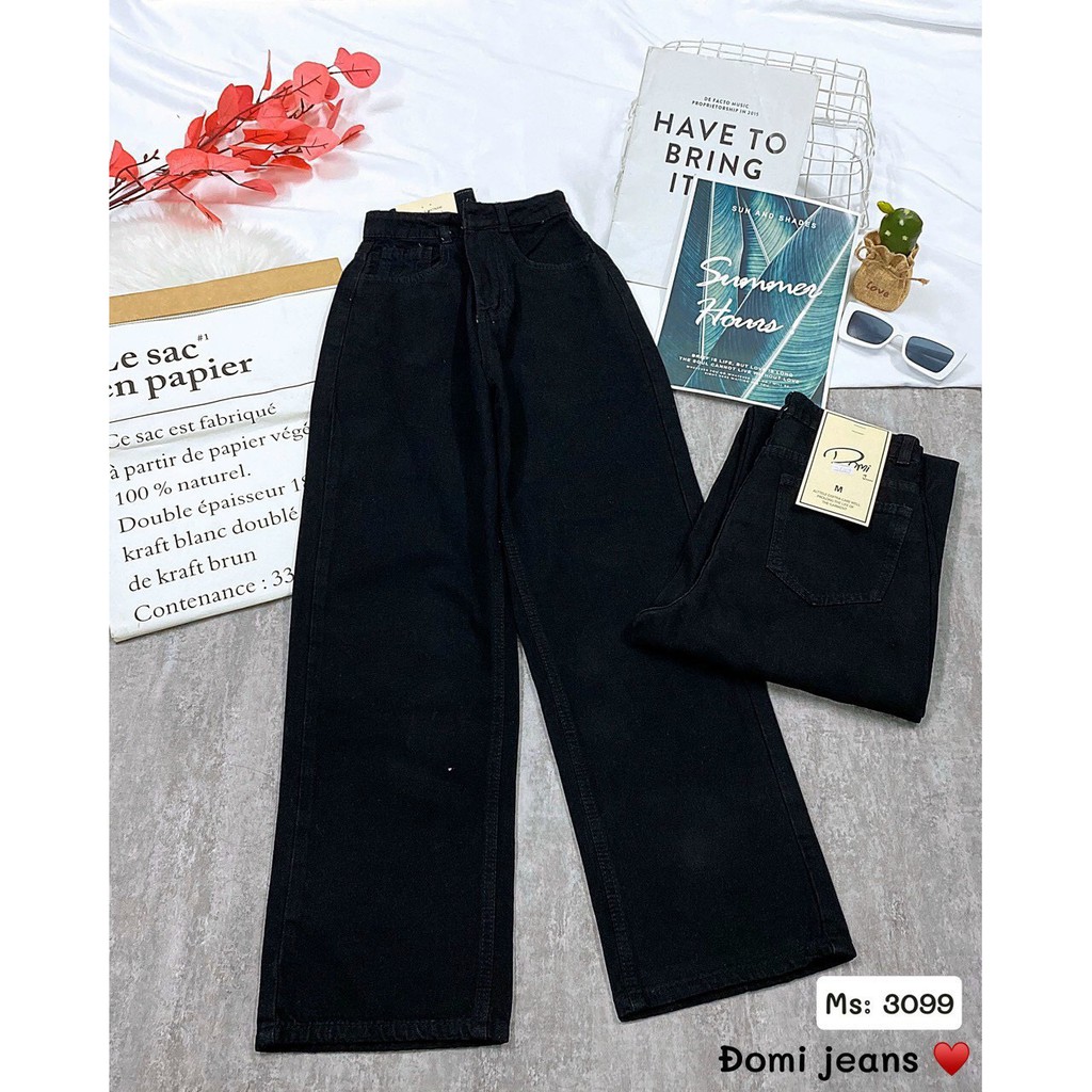 Quần jean nữ ống rộng lưng cao màu đen quần bò nữ cạp cao GV02 | BigBuy360 - bigbuy360.vn