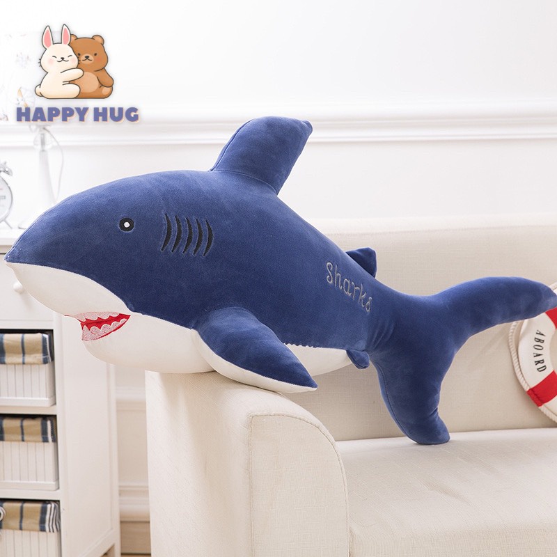 Gấu bông to, thú nhồi bông gối ôm hình cá mập size 55/70/90cm mềm mịn dễ thương - Happy Hug