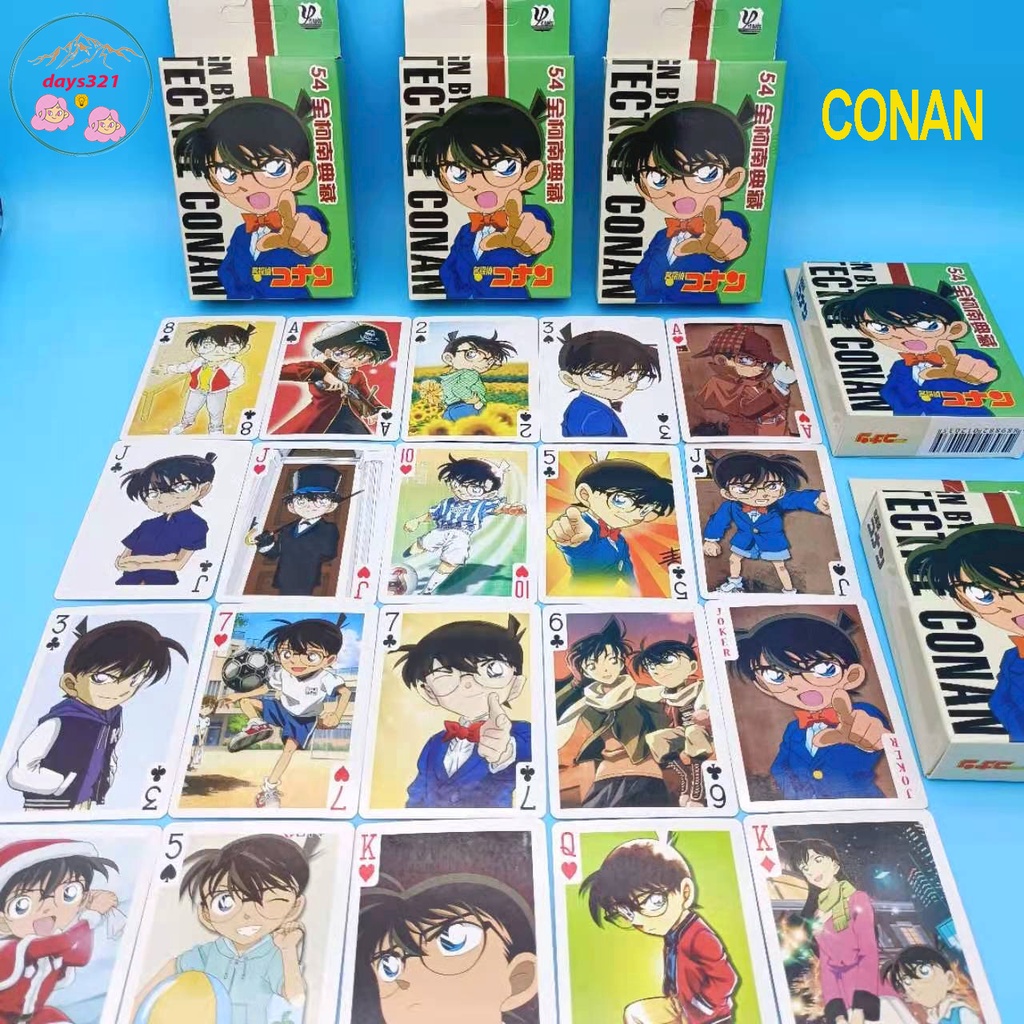 Bộ thẻ bài in hình Edogawa Conan Có Ran Mori 54 lá khác nhau bộ tú bài tây anime manga chibi xinh xắn thẻ bài mưu trí