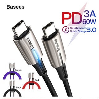 Cáp sạc nhanh Baseus USB Type-C to Type C PD 60W có đèn Led Tự ngắt khi sạc đầy