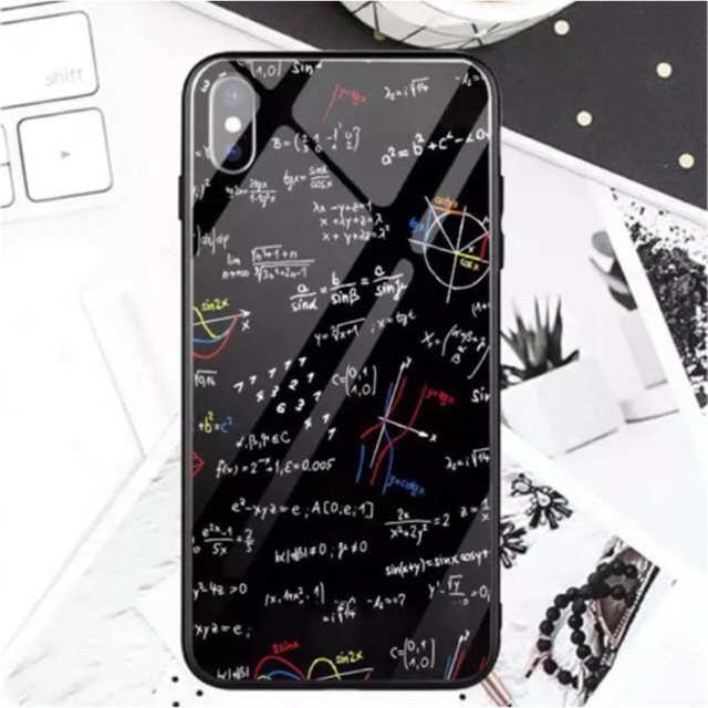 Ốp Lưng Kính Bóng Hình Học 13ProMax 12ProMax 11ProMax XSMAX X XS 7Plus FUKISHOP