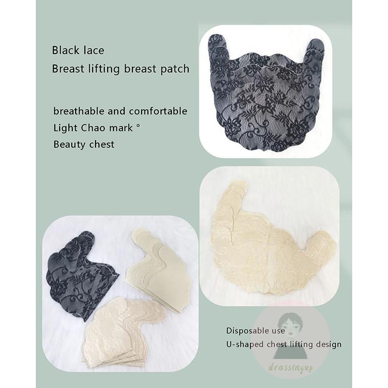 Miếng Dán Nâng Ngực Phối Ren Hoa Màu Trơn Dùng Một Lần Cho Nữ