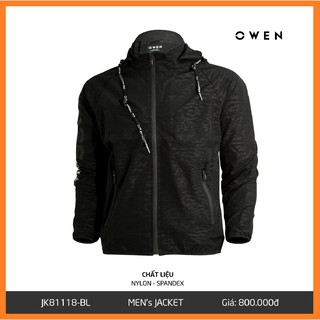[SIZE S] OWEN - Áo khoác gió nam 2 lớp màu đen JK 81118