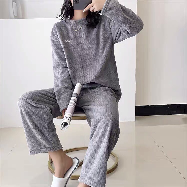 [SIÊU ẤM] Bộ đồ ngủ mặc nhà lông cừu siêu ấm mùa đông BNL312