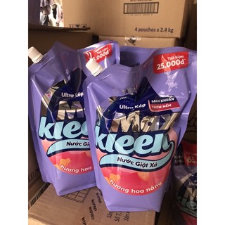 Túi 2,4kg nước giặt xả Maxkleen 2 in 1 hương thơm.