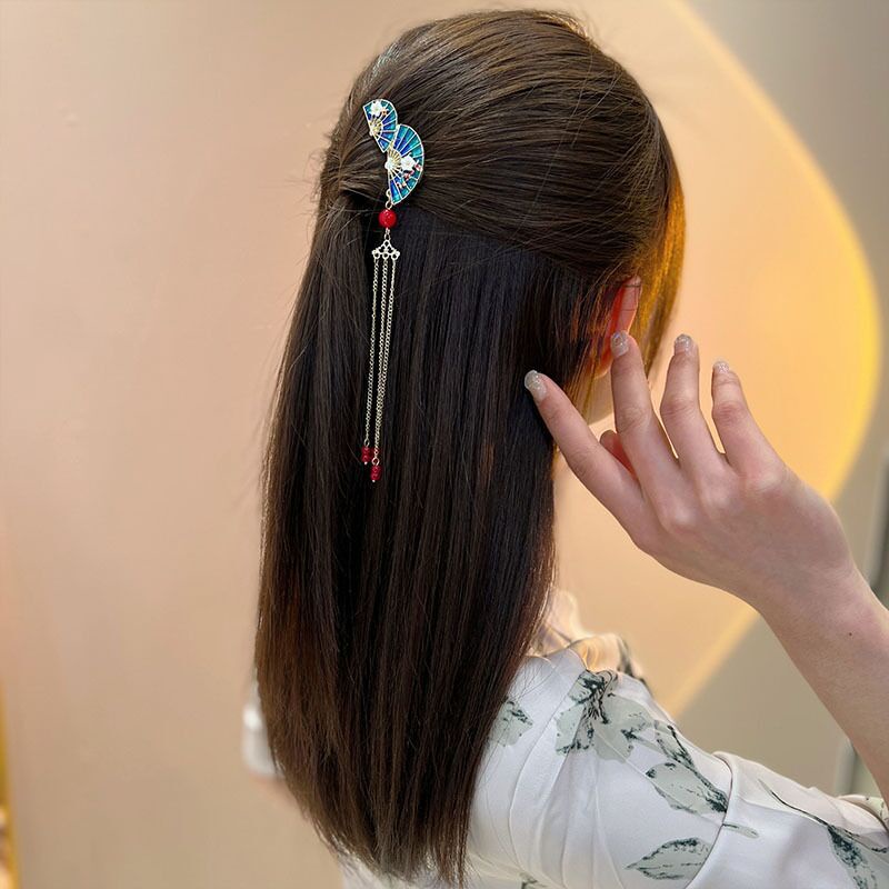 Trâm Cài Tóc Hình Bướm Đính Tua Rua Phong Cách Trung Hoa