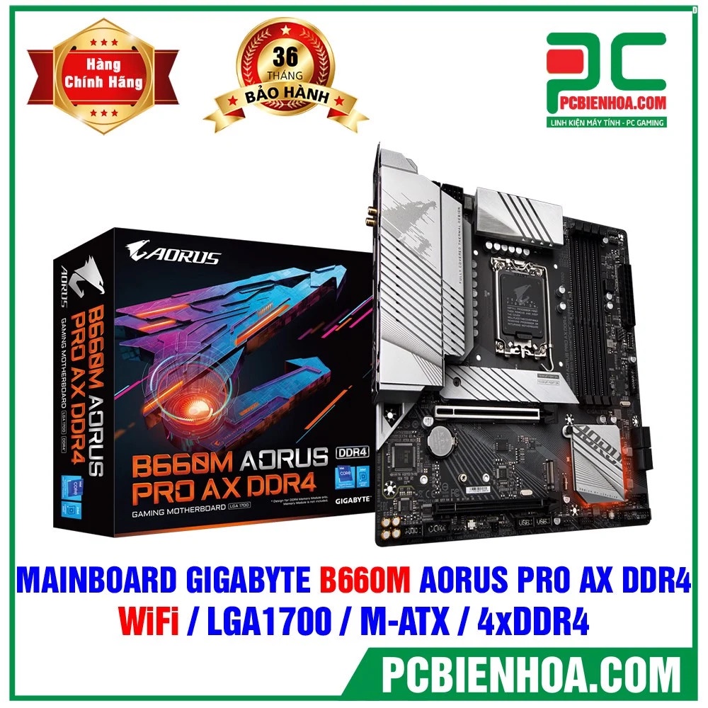 Bo mạch chủ - GIGABYTE B660M AORUS PRO AX DDR4 (WIFI) ( LGA1700 / M-ATX / 4XDDR4 )- hàng chính hãng 36T