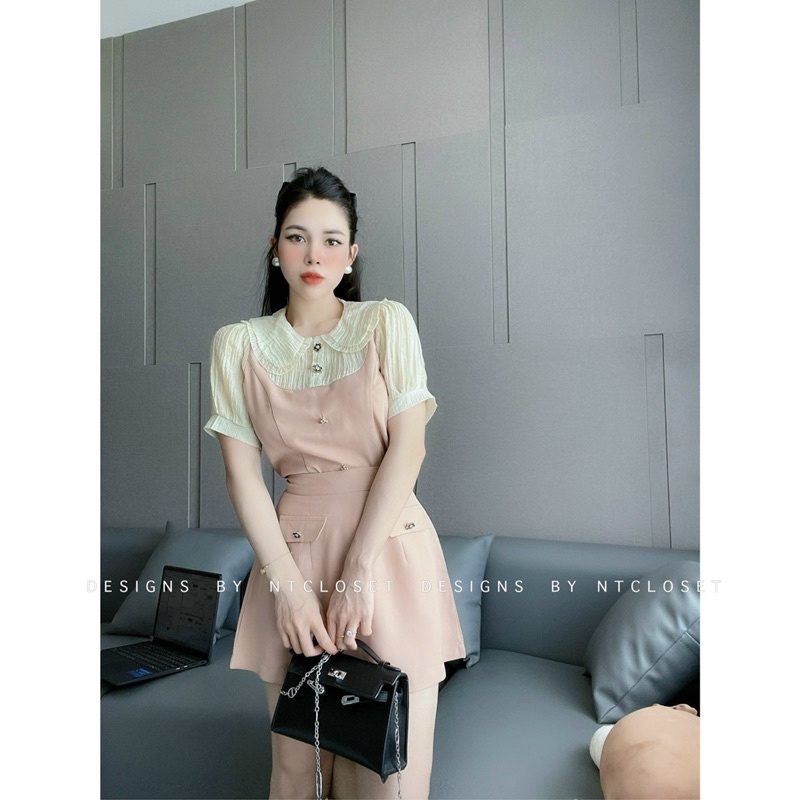 [ 𝐅𝐑𝐄𝐄 𝐒𝐇𝐈𝐏 ] SÉT ÁO PHỐI CỔ BÈO MIXX CHÂN VÁY KAKI 2 DA CHUẨN ĐẸP LUÔN Ạ