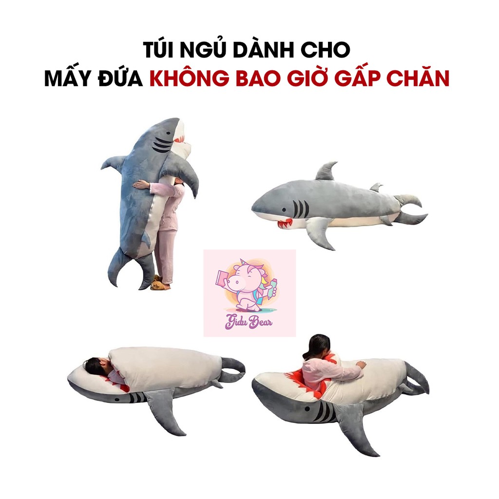 Cá Mập Ngủ Khổng Lồ, túi ngủ độc đáo, túi ngủ văn phòng, Gấu bông nhung co giãn 4 chiều