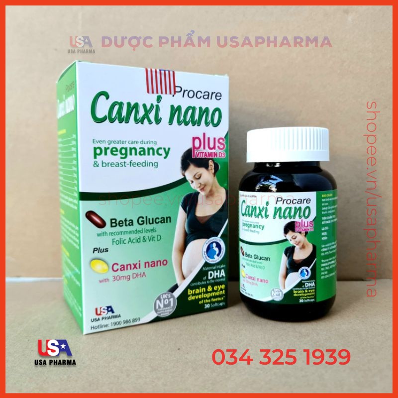 Procare Canxi nano pregnancy giúp bổ sung canxi cho phụ nữ chuẩn bị mang thai, có thai và cho con bú - Hộp 30 viên