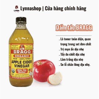 Dấm táo Mỹ Organic Bragg có con dấm mẹ 473ml date 11.5.2023