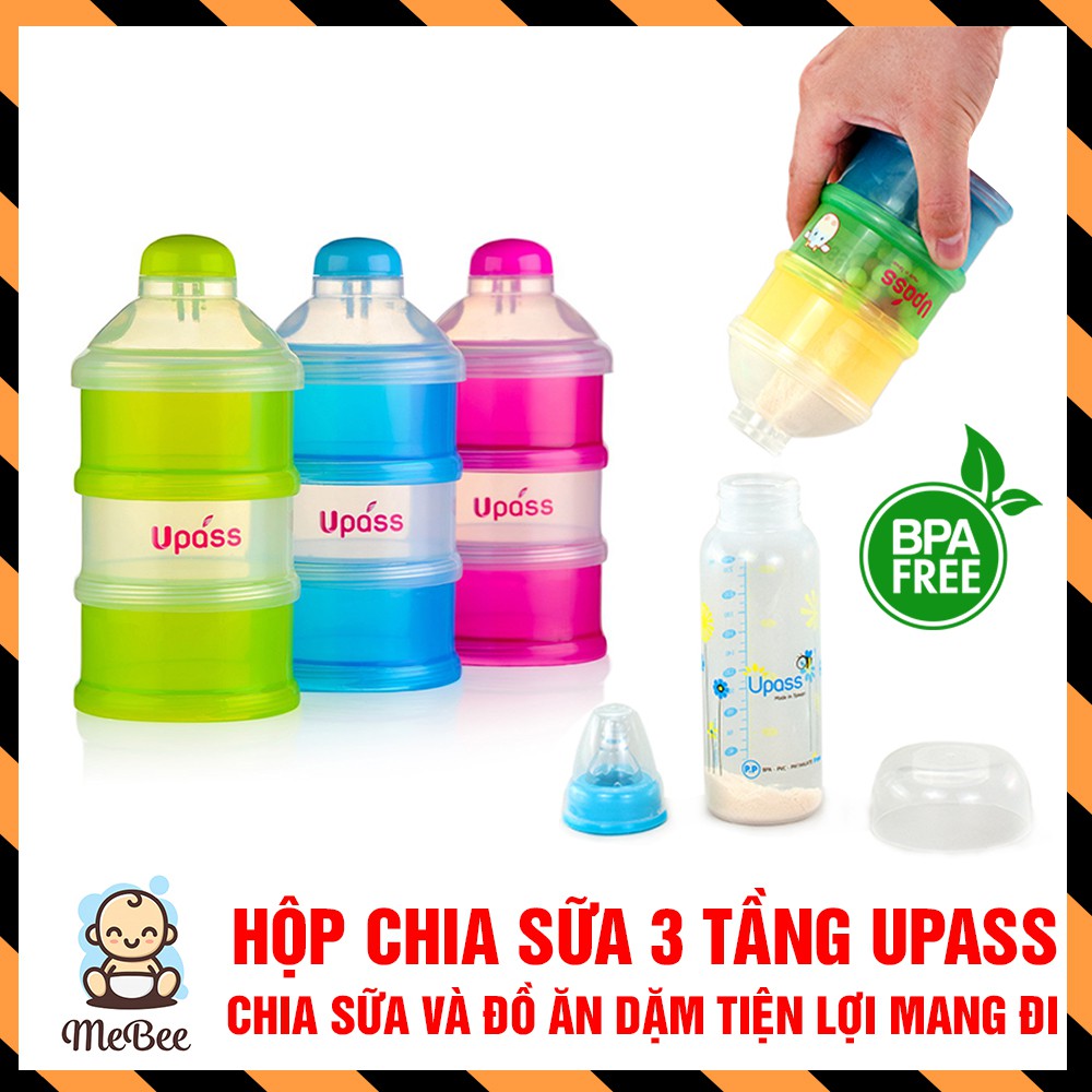 Hộp chia sữa và thức ăn dặm 3 tầng Upass Thái Lan