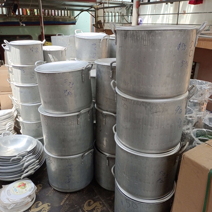 Nồi xoong nhôm quân dụng công nghiệp 60L ,70L , 80 L siêu bền.
